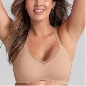 Honeylove Crossover Wireless Bra in Sand/Nude/Beige and Washbag Size 38D XL